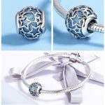 Ezüst charm (925), gyöngy csillagokkal