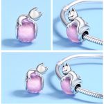 Ezüst charm (925), macska labdával