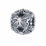 Ezüst charm (925), gyöngy pillangóval