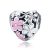 Ezüst charm, szív virágokkal