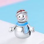 Ezüst charm, hóember kék sállal