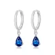 Ezüst fülbevaló csepp alakú kristállyal, kék