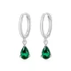 Ezüst fülbevaló csepp alakú kristállyal, zöld