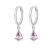 Ezüst fülbevaló csepp alakú kristállyal, rózsaszín