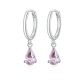 Ezüst fülbevaló csepp alakú kristállyal, rózsaszín