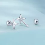 Ezüst fülbevaló, csillag