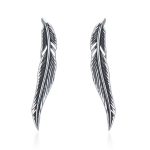 Ezüst fülbevaló,, madártoll