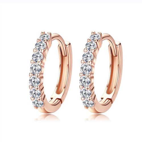 Ezüst karika-fülbevaló rózsaarany színben