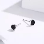 Ezüst fülbevaló fekete zománcozással