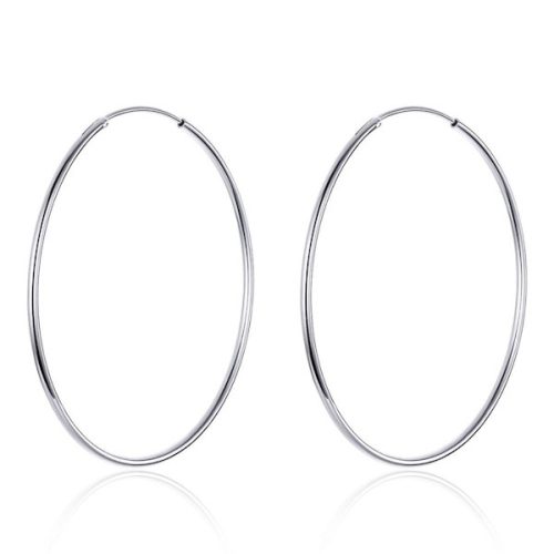 Ezüst karika-fülbevaló, nagyméretű