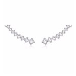 Ezüst fülbevaló ragyogó kristályokkal