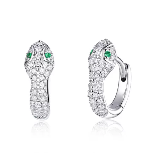 Ezüst fülbevaló, kígyó