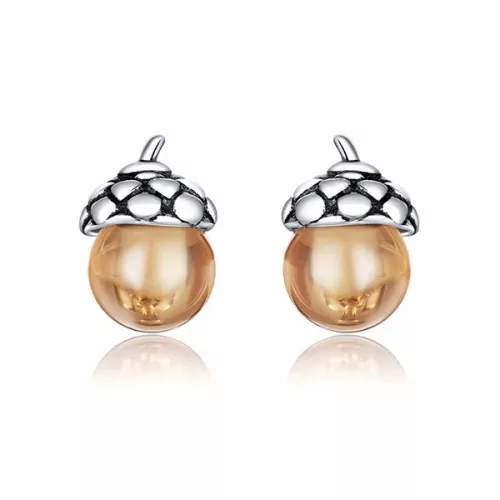 Ezüst fülbevaló, makk