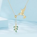 Ezüst női nyaklánc, kolibri, aranyszínű