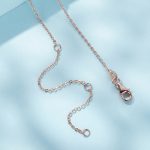 Ezüst női nyaklánc kristályos szívmedállal, rózsaarany színben