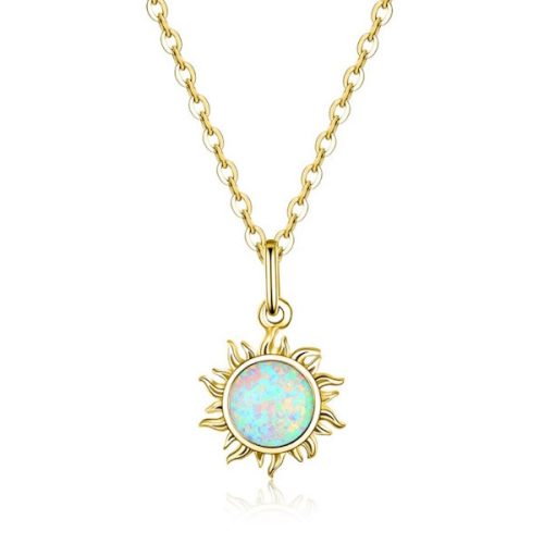 Ezüst nyaklánc opállal, aranyszínben