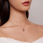 Ezüst női nyaklánc, panda szívvel, rózsaarany