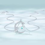 Ezüst női nyaklánc, macska csillaggal és holddal