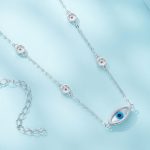 Ezüst női nyaklánc vigyázó szem medállal