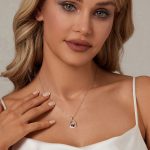 Ezüst női nyaklánc, panda szívvel, ezüstszínű