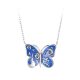 Ezüst női nyaklánc, kék pillangó