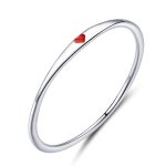 Ezüst eljegyzési gyűrű piros szívvel, 7-es méret