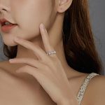 Ezüst eljegyzési gyűrű virágokkal, 6-os méret