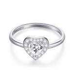 Ezüstgyűrű, kristályos szív, 6-os méret