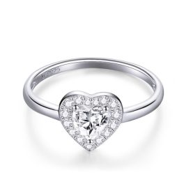 Ezüstgyűrű, kristályos szív, 6-os méret