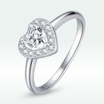 Ezüstgyűrű, kristályos szív, 8-as méret