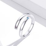 Ezüst gyűrű, kék és piros kristállyal, állítható