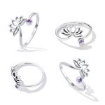 Ezüst női gyűrű, lótuszvirág