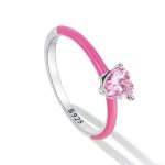 Ezüst női gyűrű, pink, 7-es méret