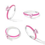 Ezüst női gyűrű, pink, 8-as méret